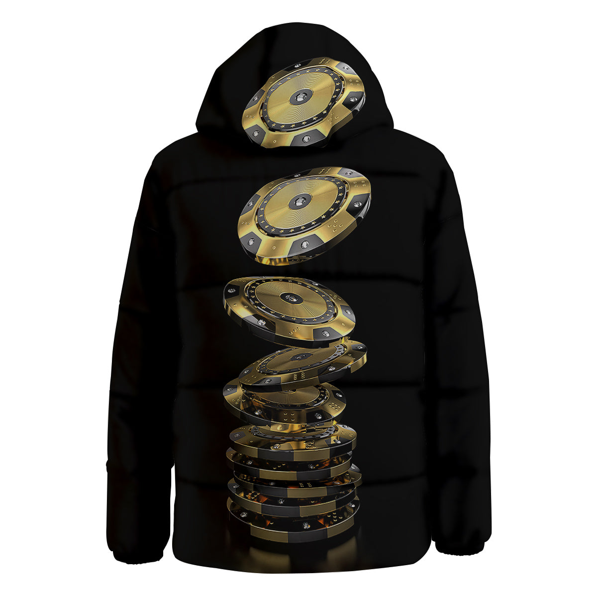 Casino Chips Poker Print Down Jacket-grizzshop