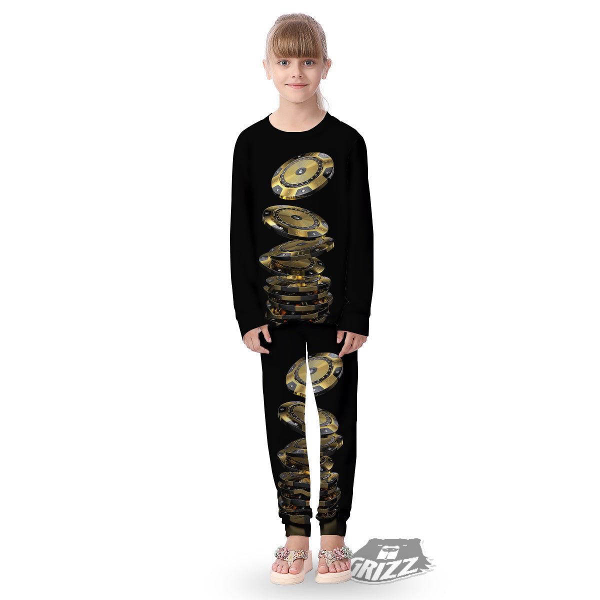 Casino Chips Poker Print Kid's Pajamas-grizzshop
