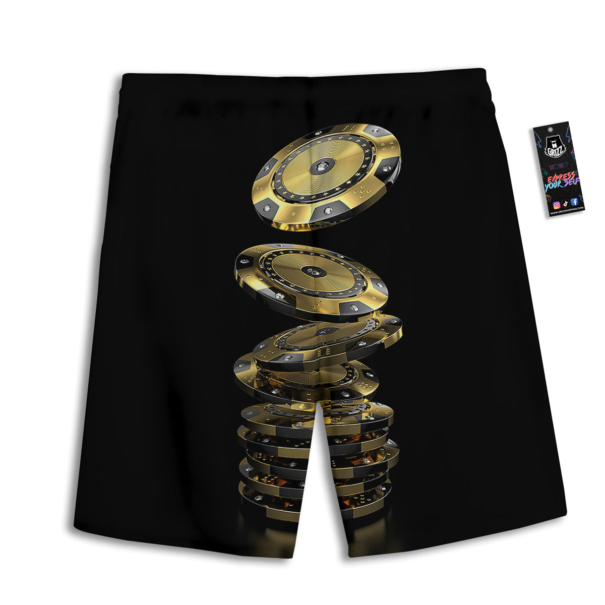 Casino Chips Poker Print Men's Athletic Shorts