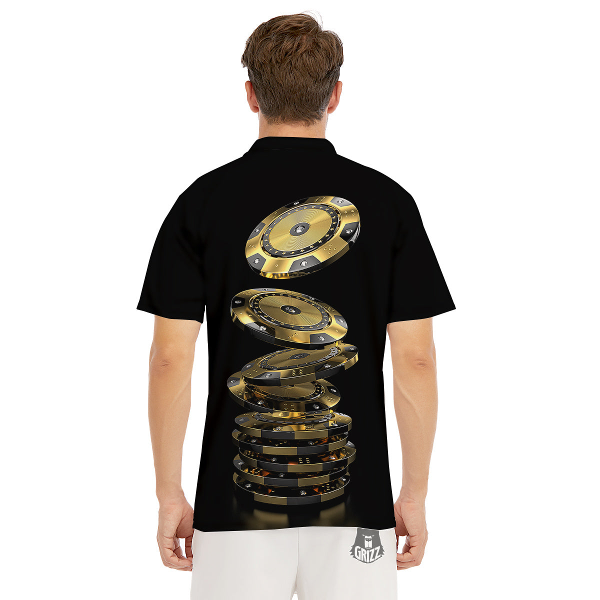 Casino Chips Poker Print Men's Golf Shirts-grizzshop