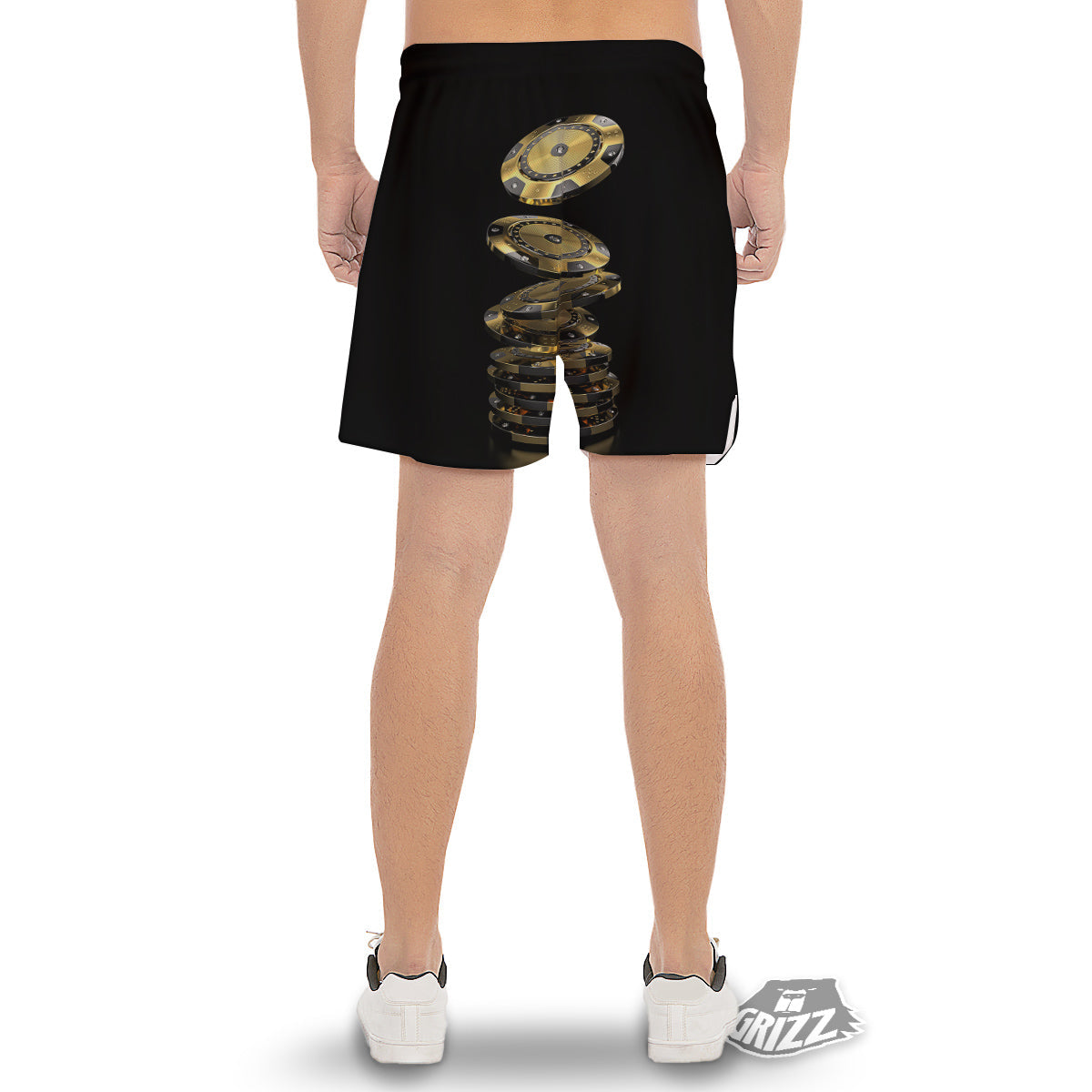 Casino Chips Poker Print Men's Gym Shorts-grizzshop