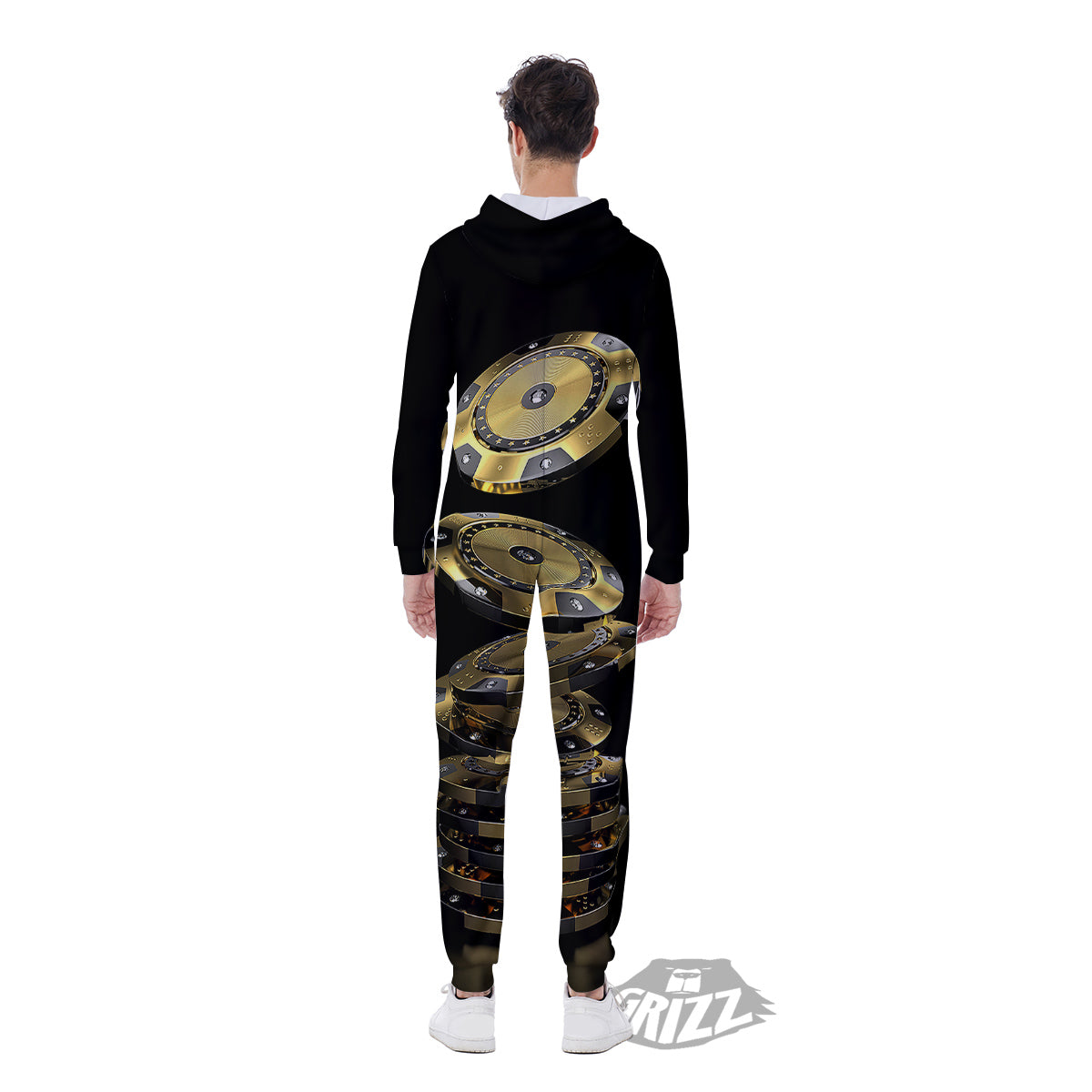 Casino Chips Poker Print Men's Jumpsuit-grizzshop