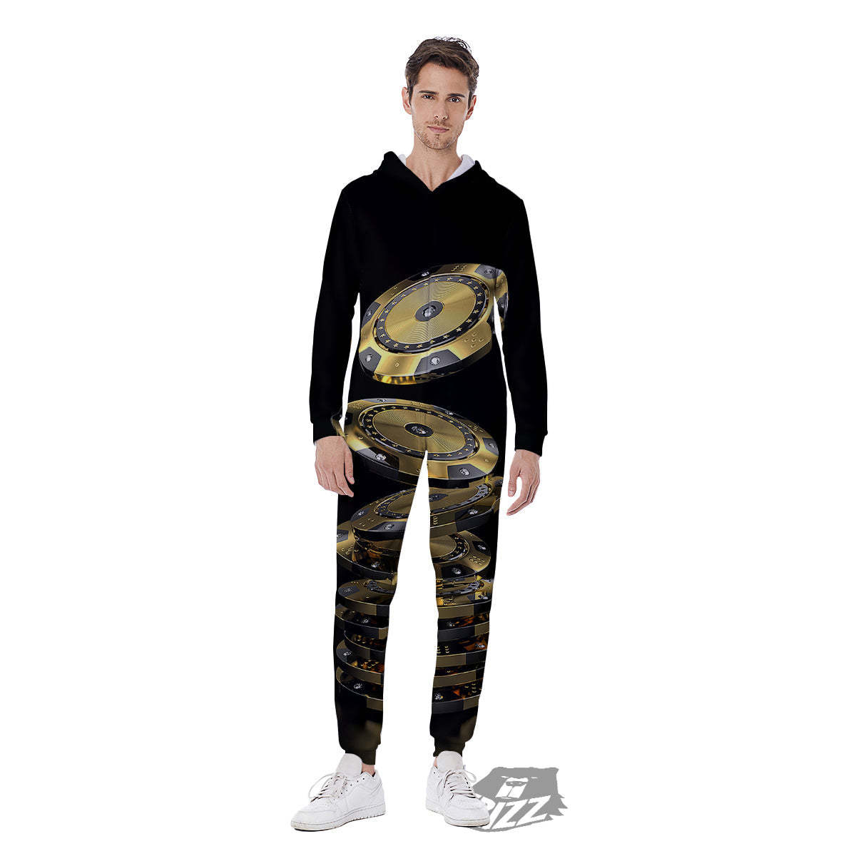 Casino Chips Poker Print Men's Jumpsuit-grizzshop
