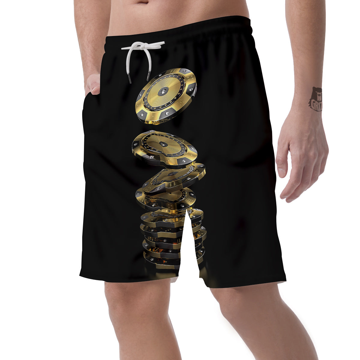 Casino Chips Poker Print Men's Shorts-grizzshop