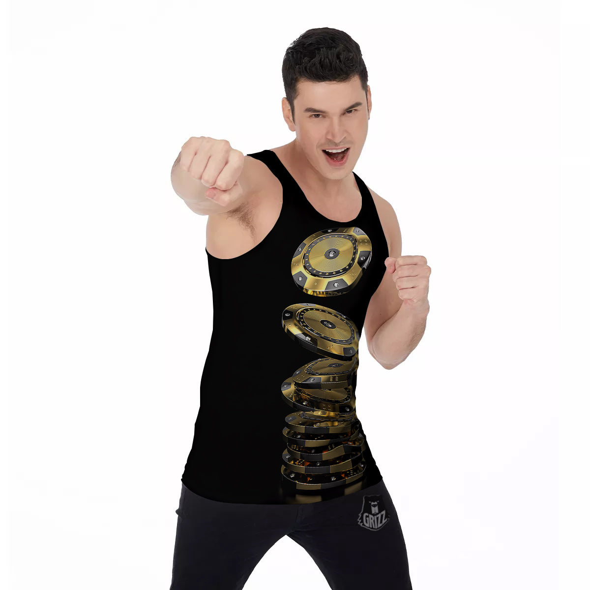 Casino Chips Poker Print Men's Tank Top-grizzshop