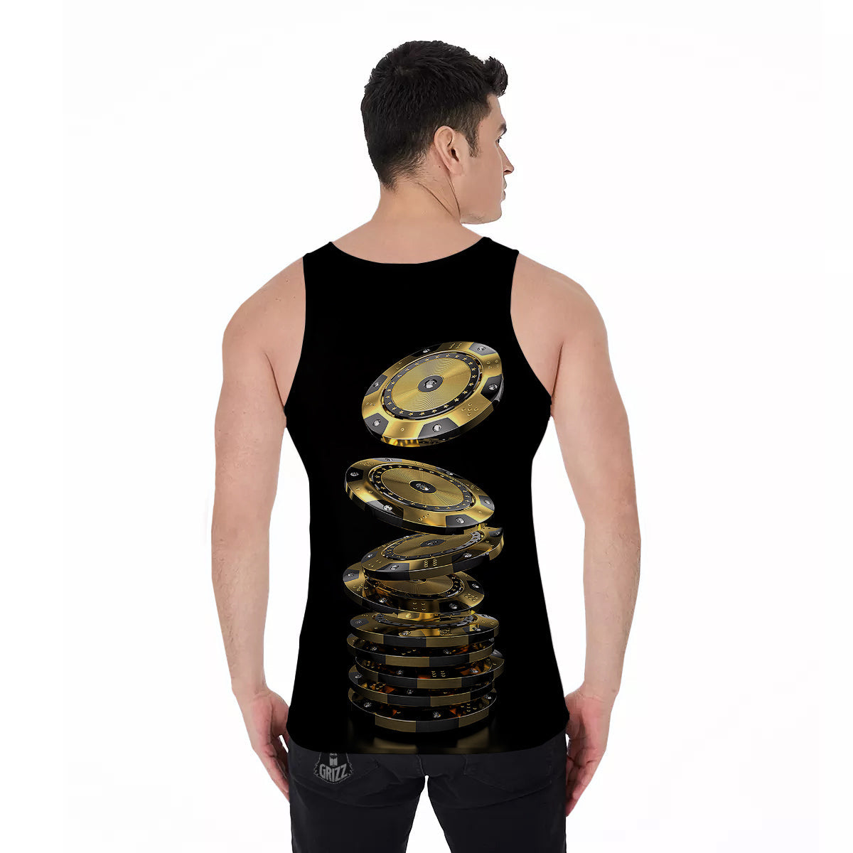 Casino Chips Poker Print Men's Tank Top-grizzshop