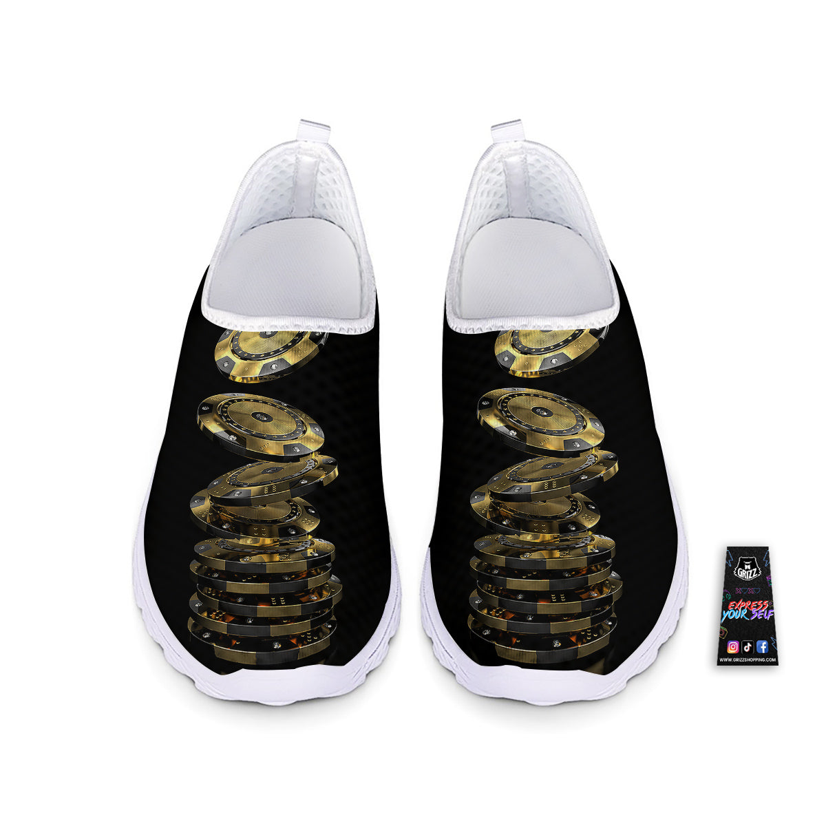 Casino Chips Poker Print Nurse Shoes-grizzshop