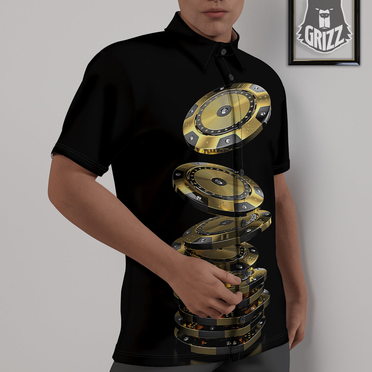 Casino Chips Poker Print Untucked Shirts-grizzshop