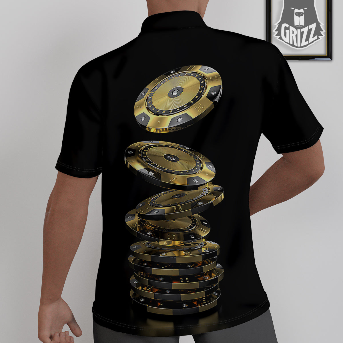 Casino Chips Poker Print Untucked Shirts-grizzshop