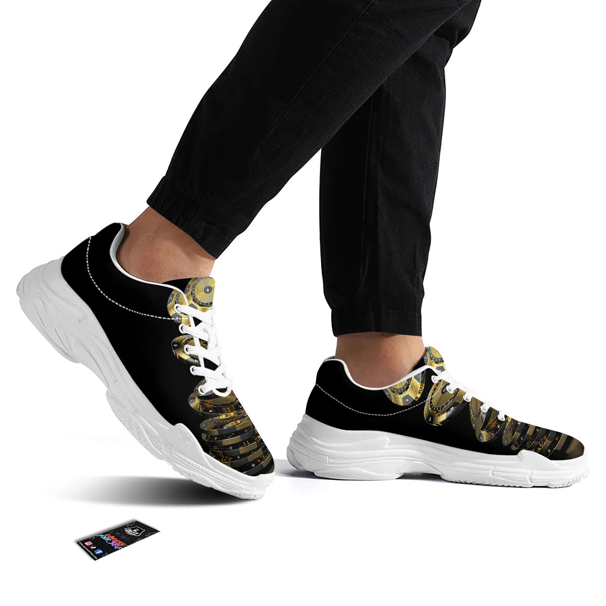 Casino Chips Poker Print White Chunky Shoes-grizzshop