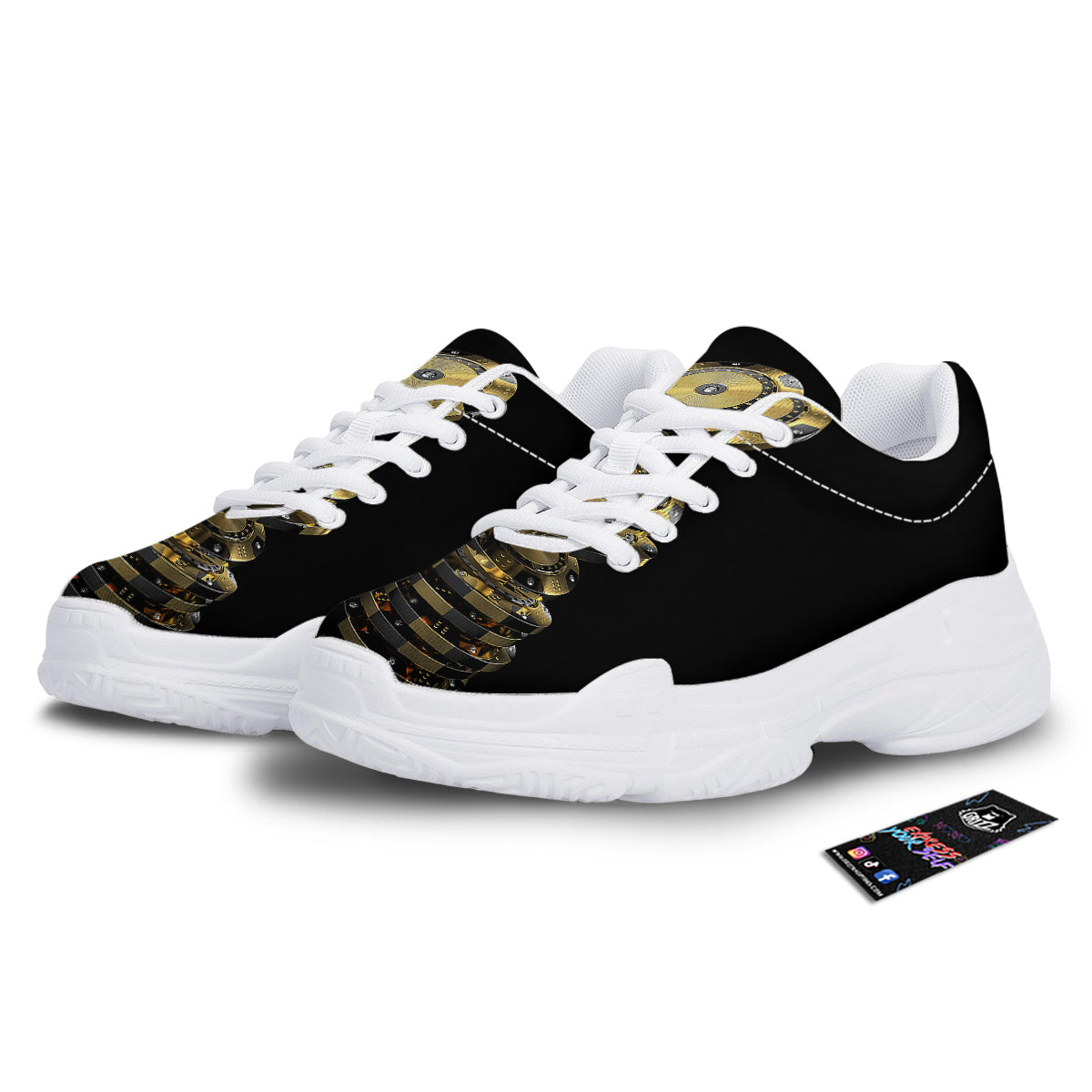 Casino Chips Poker Print White Chunky Shoes-grizzshop