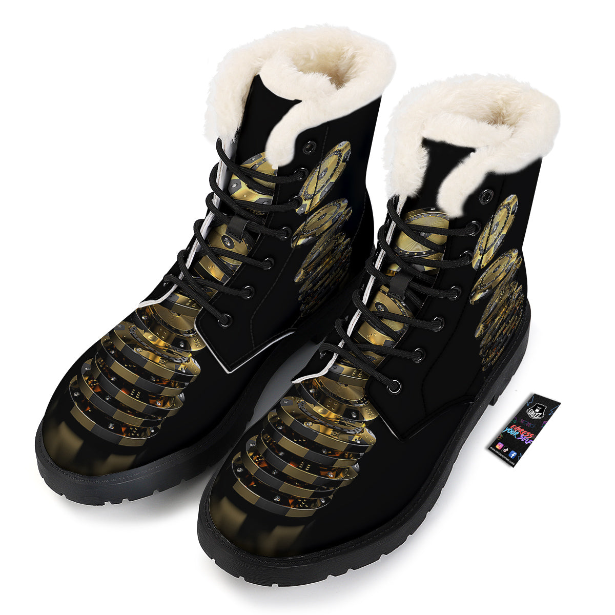 Casino Chips Poker Print Winter Boots-grizzshop
