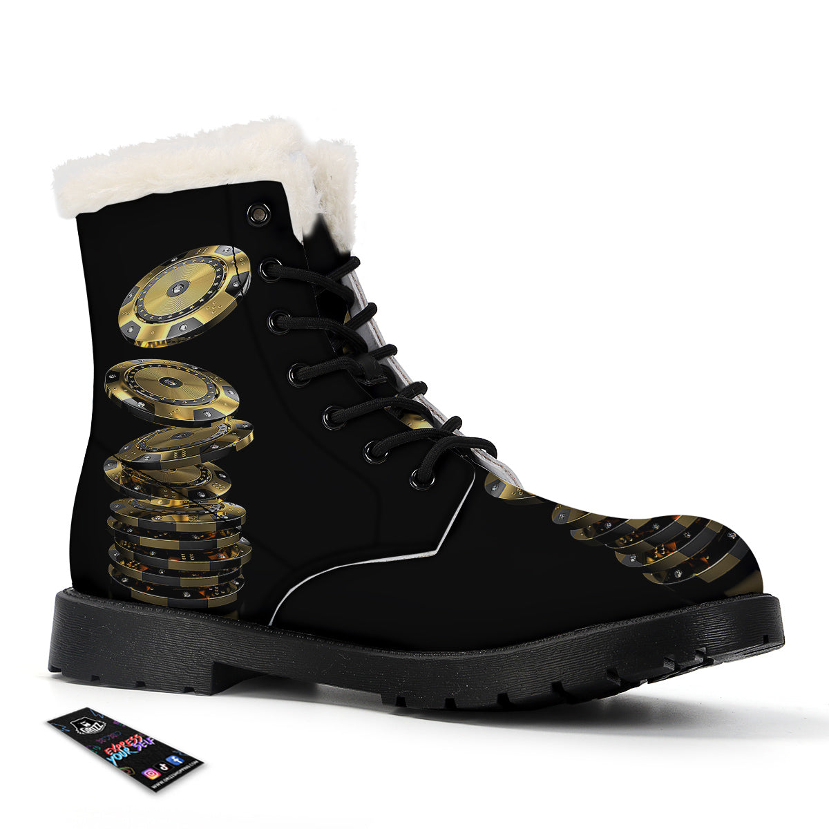 Casino Chips Poker Print Winter Boots-grizzshop