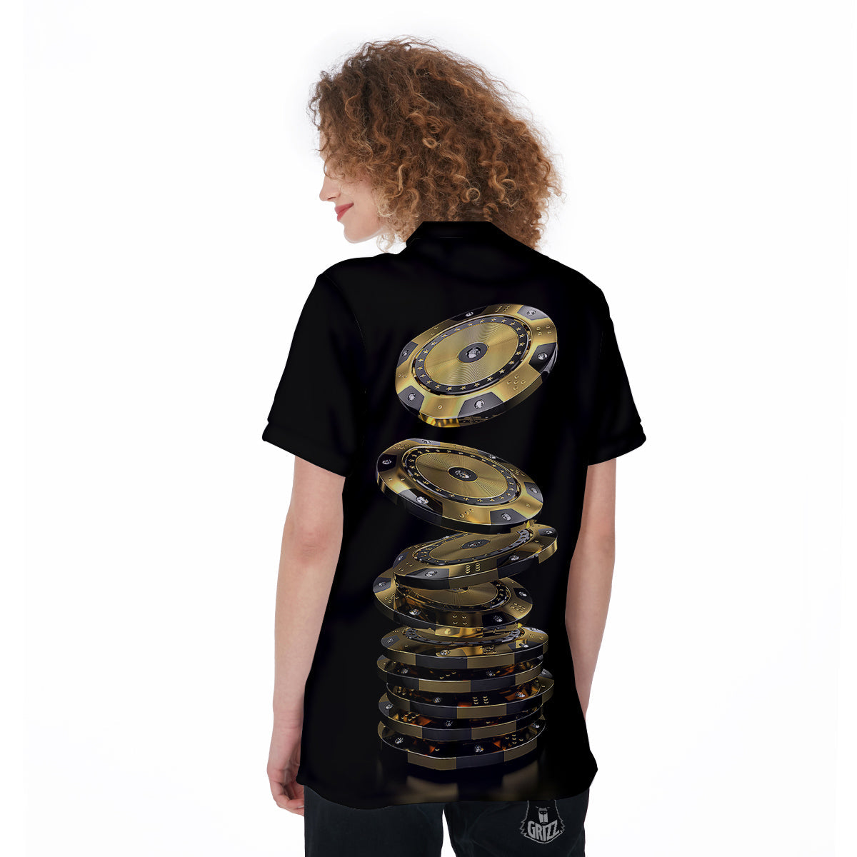 Casino Chips Poker Print Women's Golf Shirts-grizzshop