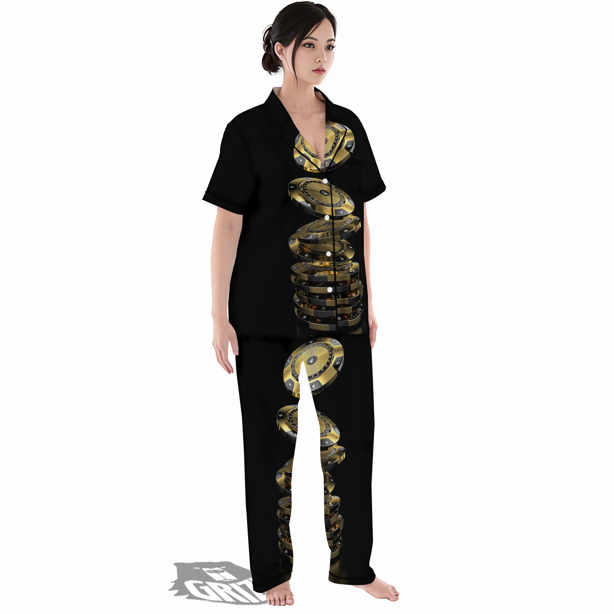 Casino Chips Poker Print Women's Pajamas Set-grizzshop