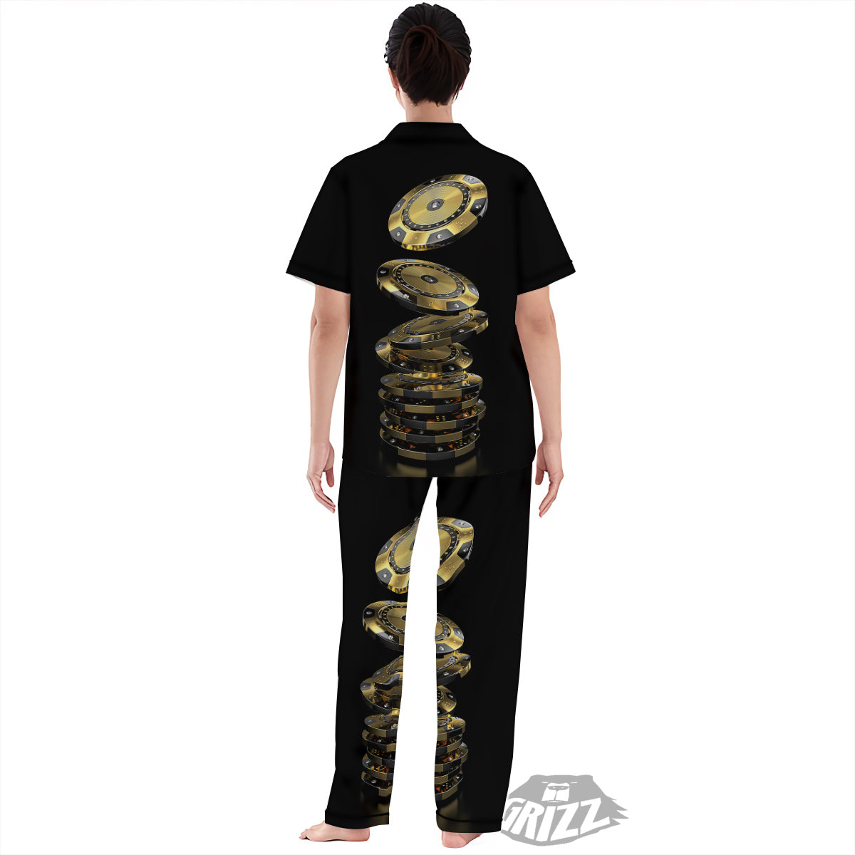 Casino Chips Poker Print Women's Pajamas Set-grizzshop