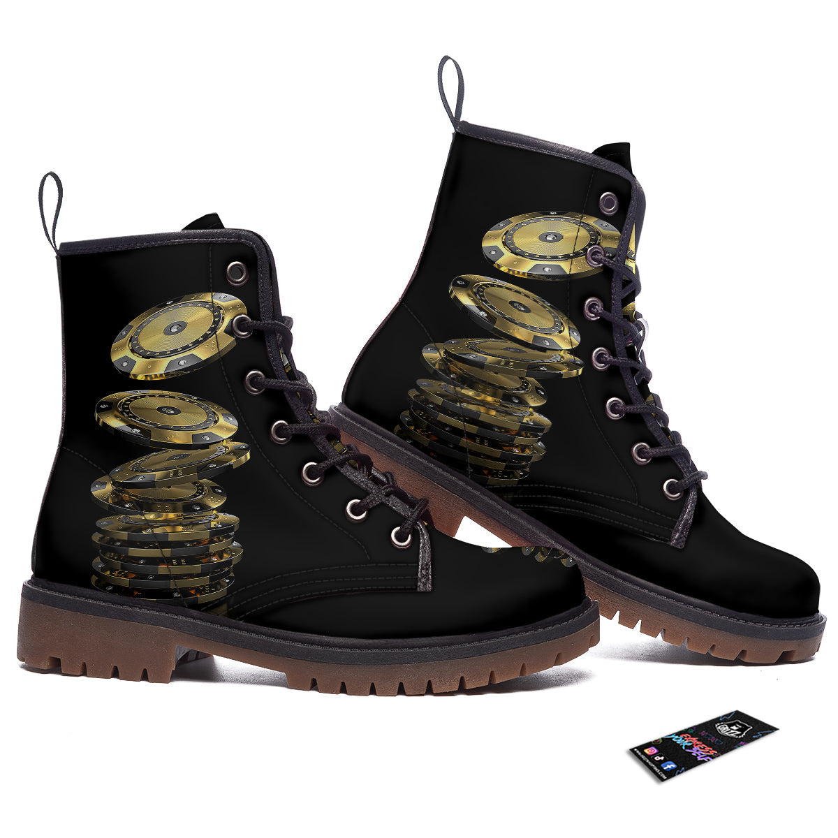 Casino Chips Poker Print Work Boots-grizzshop