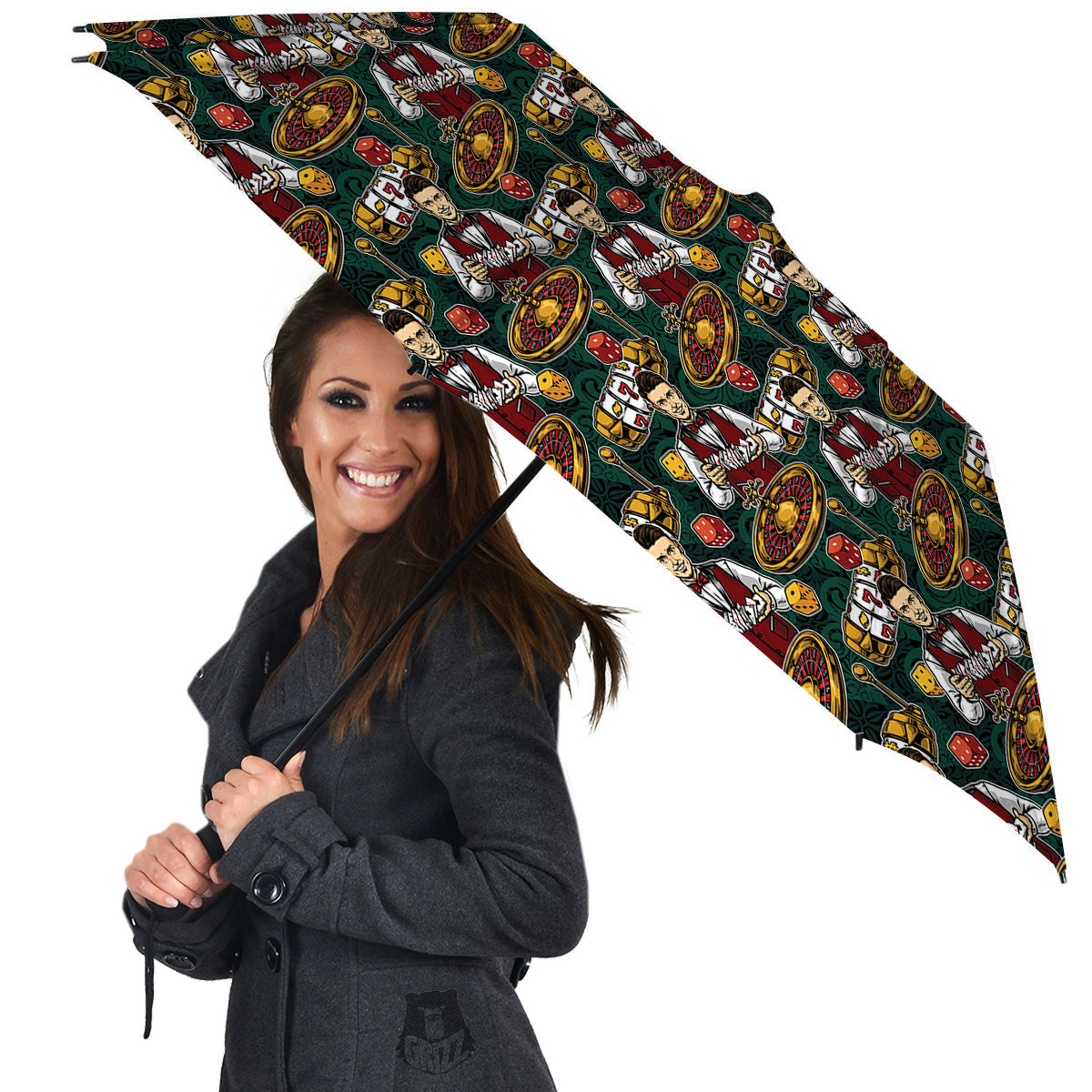 Casino Croupier And Slot Machine Print Pattern Umbrella-grizzshop
