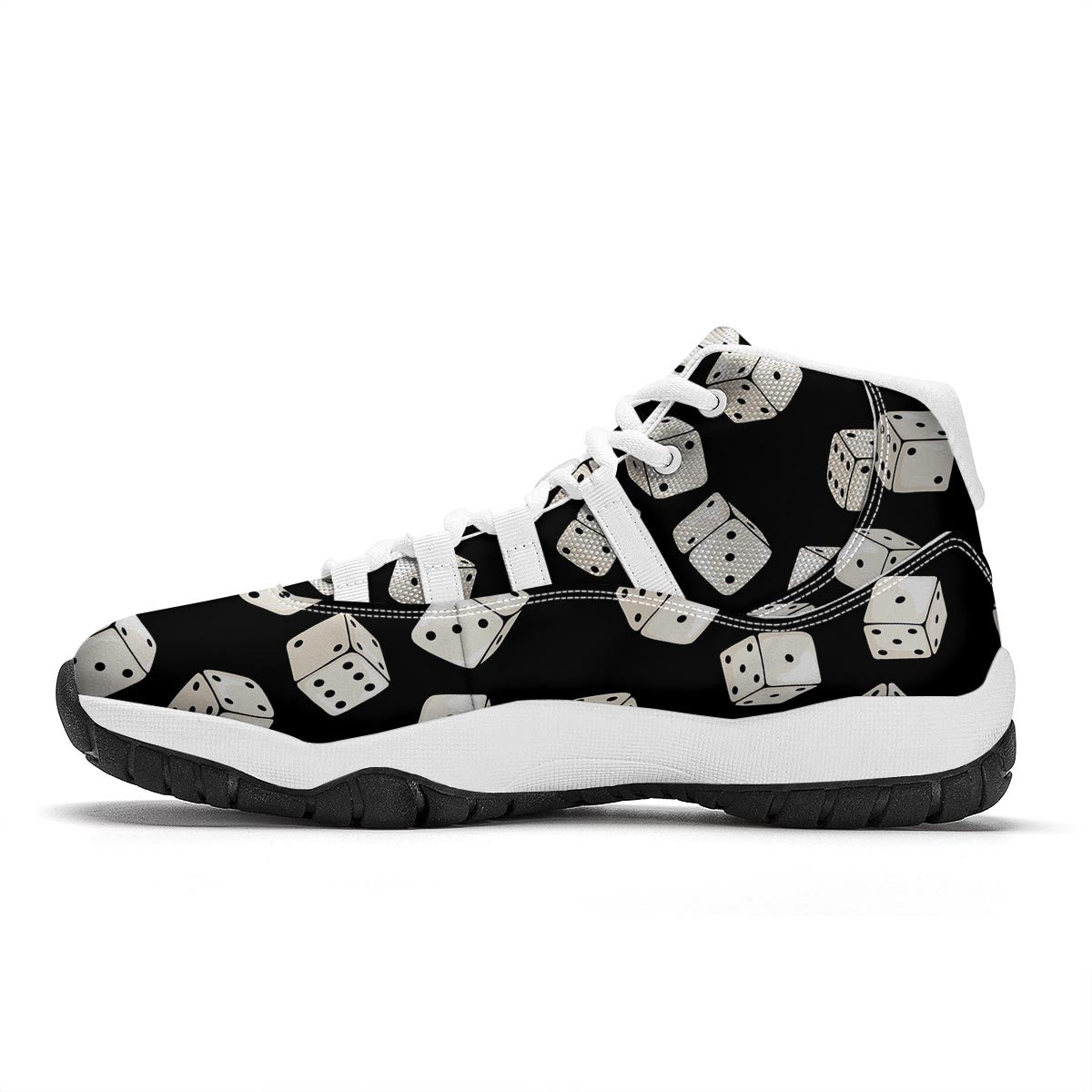 Casino Dice Pattern Print White Bball Shoes-grizzshop