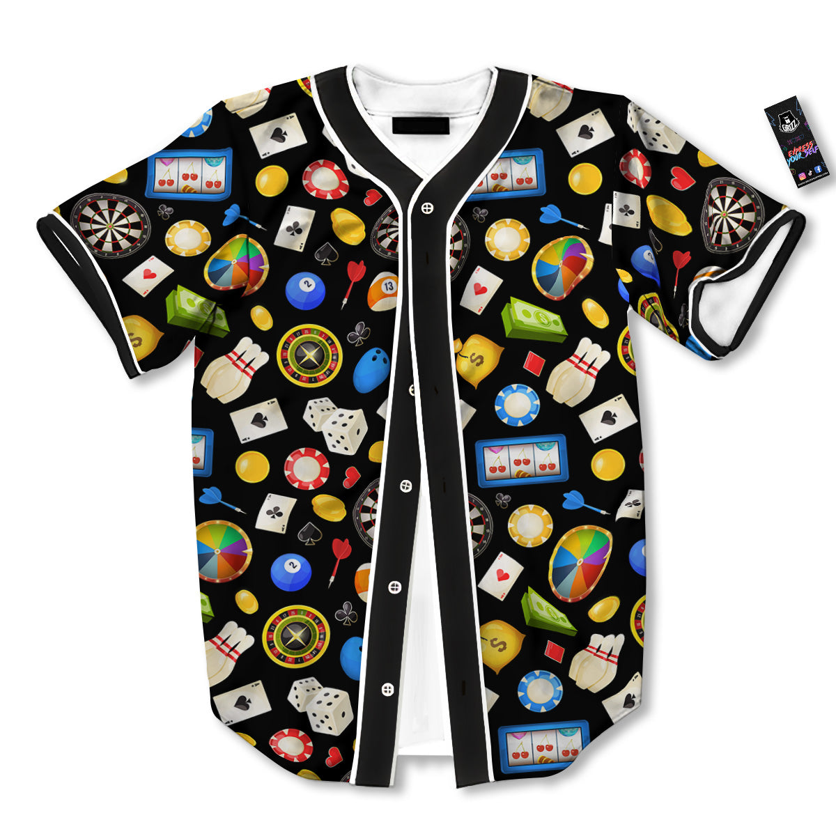 Casino Entertainments Print Pattern Baseball Jersey-grizzshop