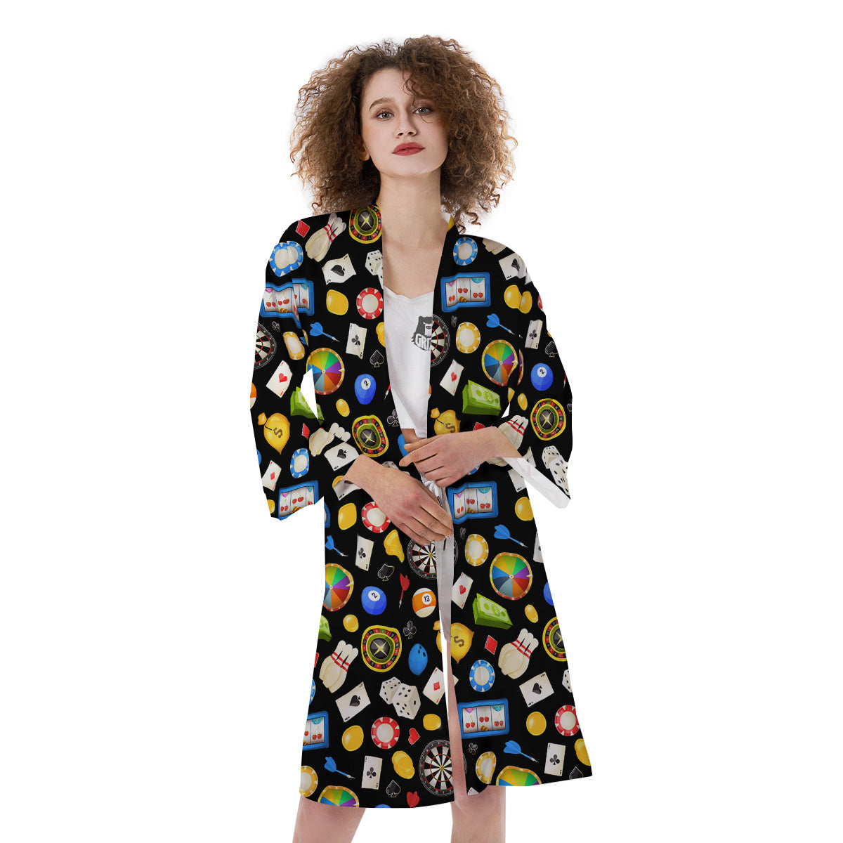 Casino Entertainments Print Pattern Kimono-grizzshop
