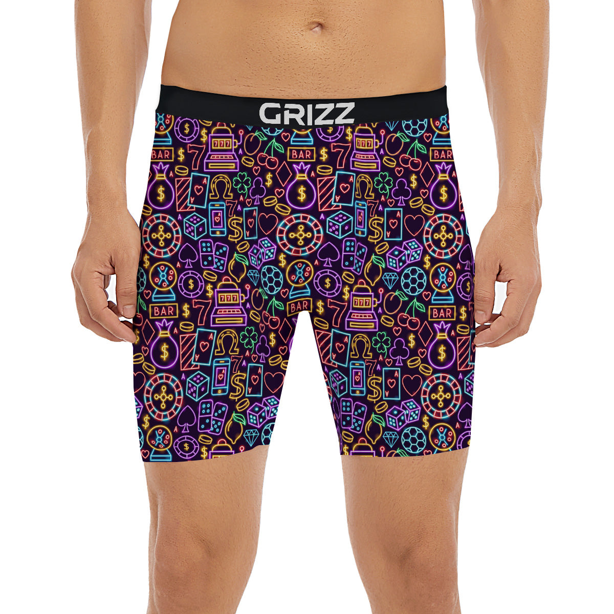 Casino Neon Night Sign Print Pattern Boxer Briefs-grizzshop