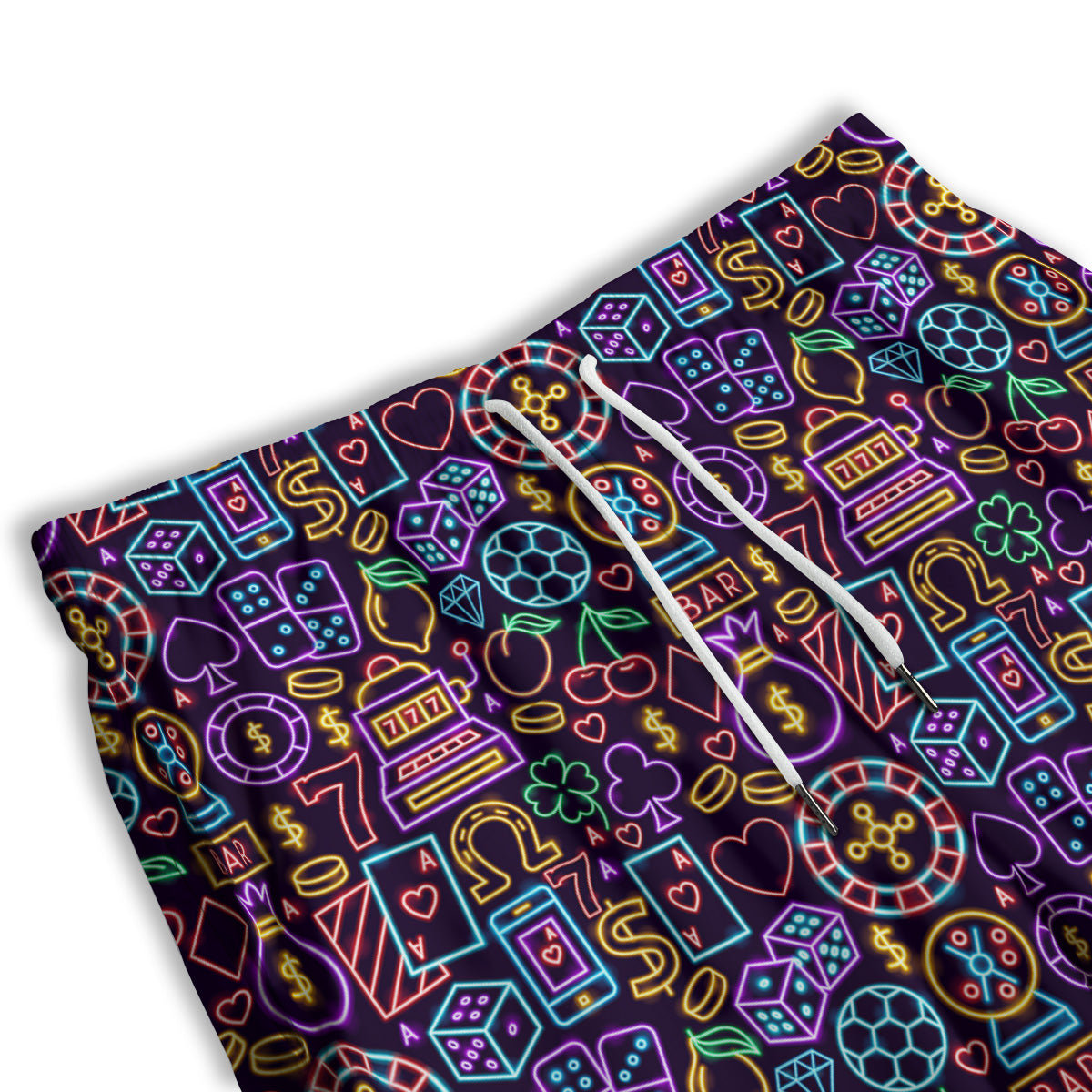 Casino Neon Night Sign Print Pattern Men's Athletic Shorts