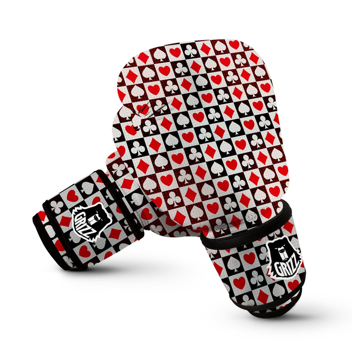 Casino Playing Card Poker Pattern Print Boxing Gloves-grizzshop