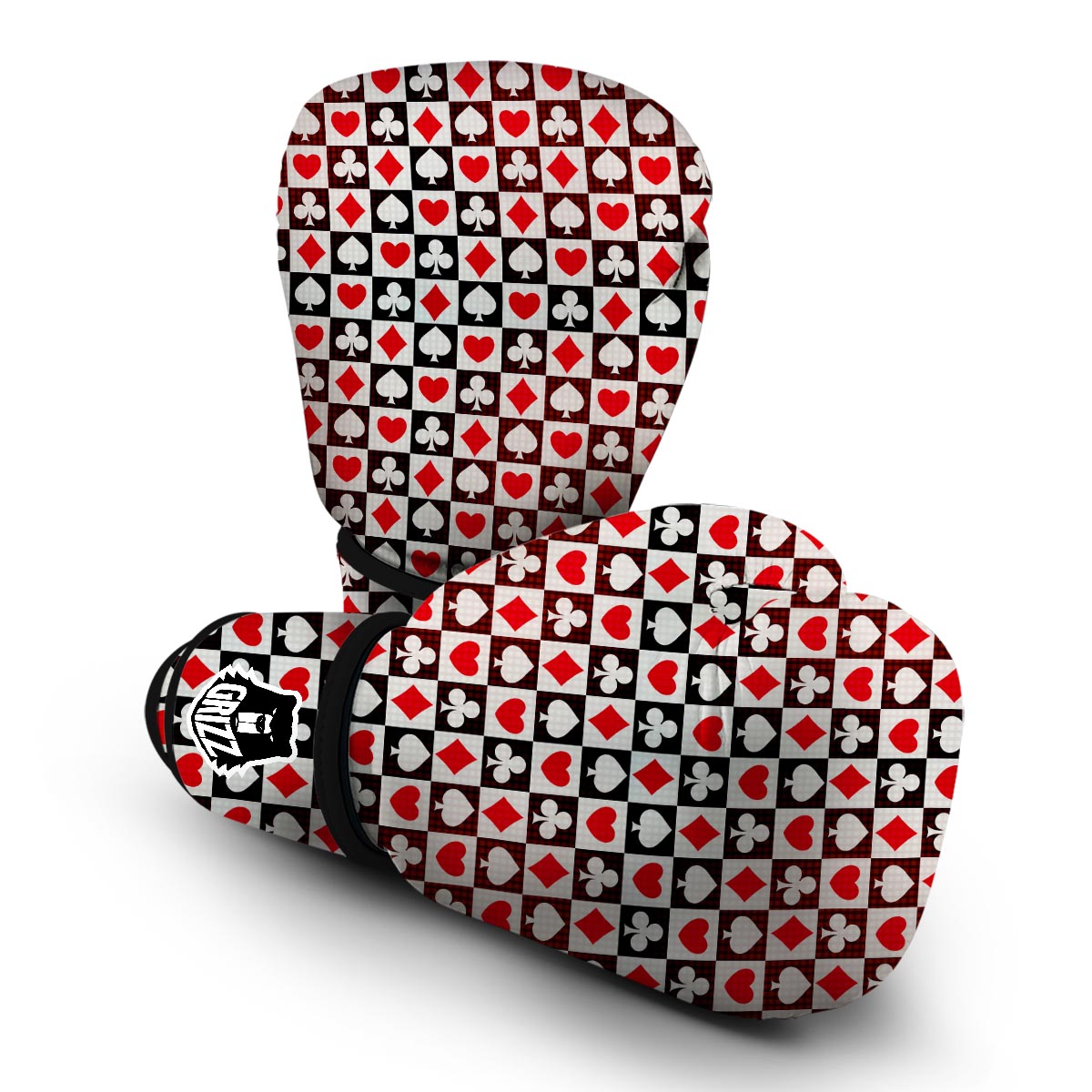 Casino Playing Card Poker Pattern Print Boxing Gloves-grizzshop