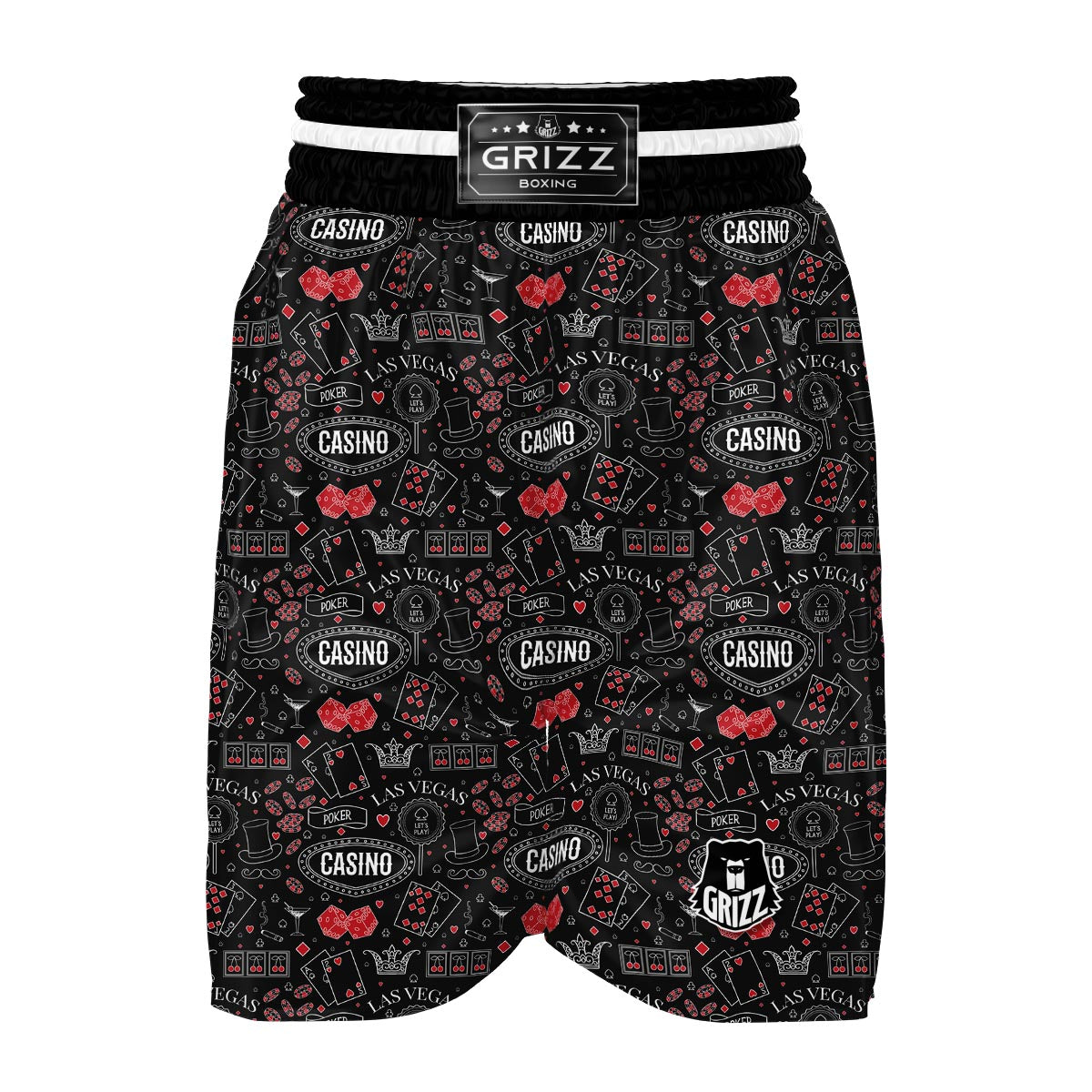 Casino Poker Pattern Print Boxing Shorts-grizzshop
