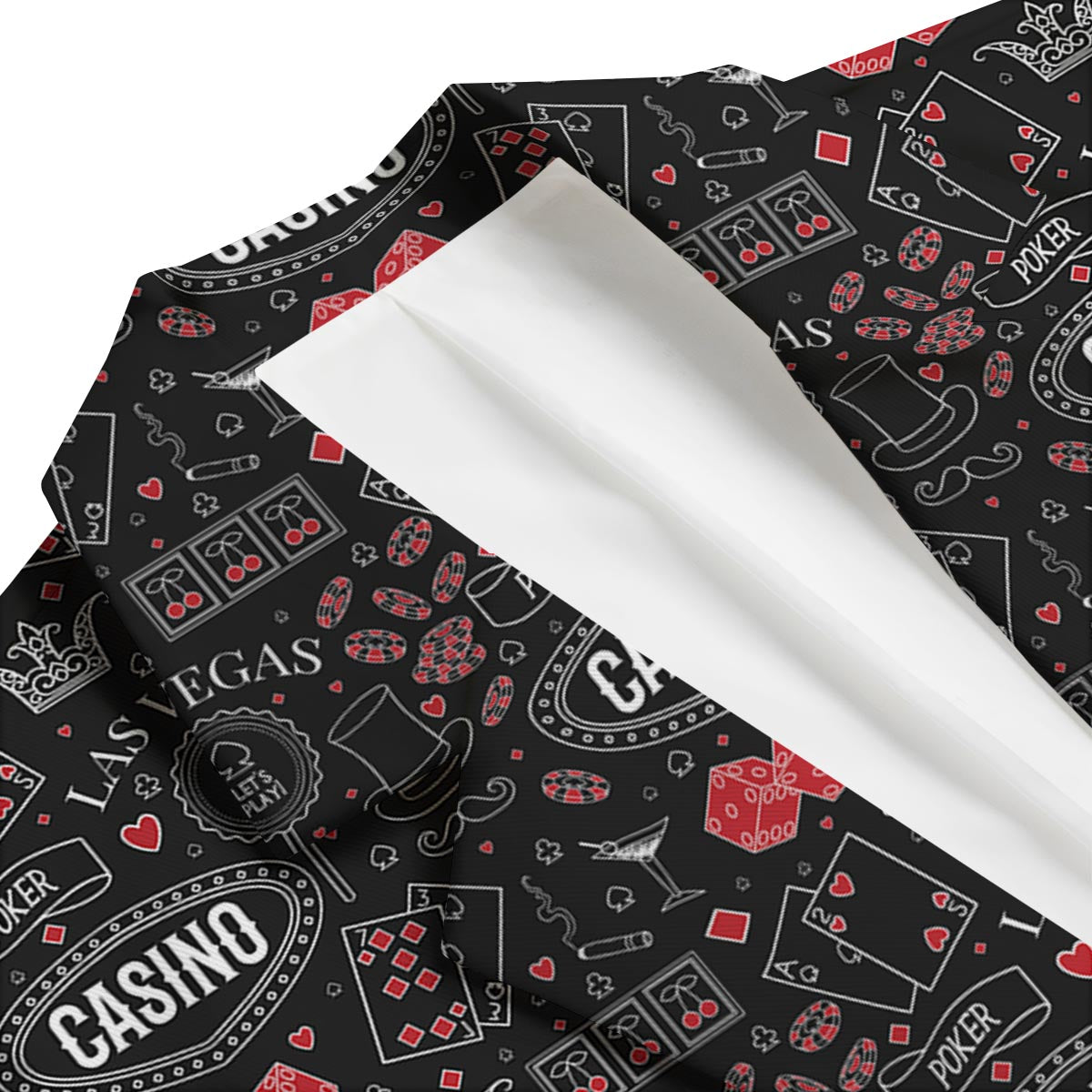 Casino Poker Pattern Print Men's Blazer-grizzshop
