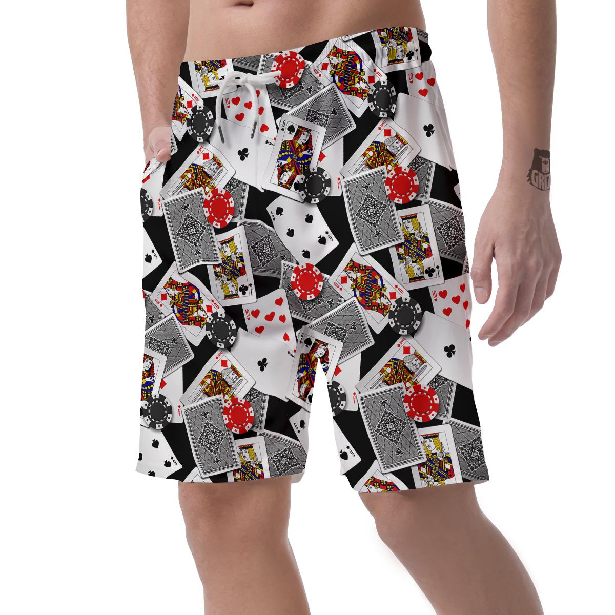 Casino Poker Print Pattern Men's Shorts-grizzshop