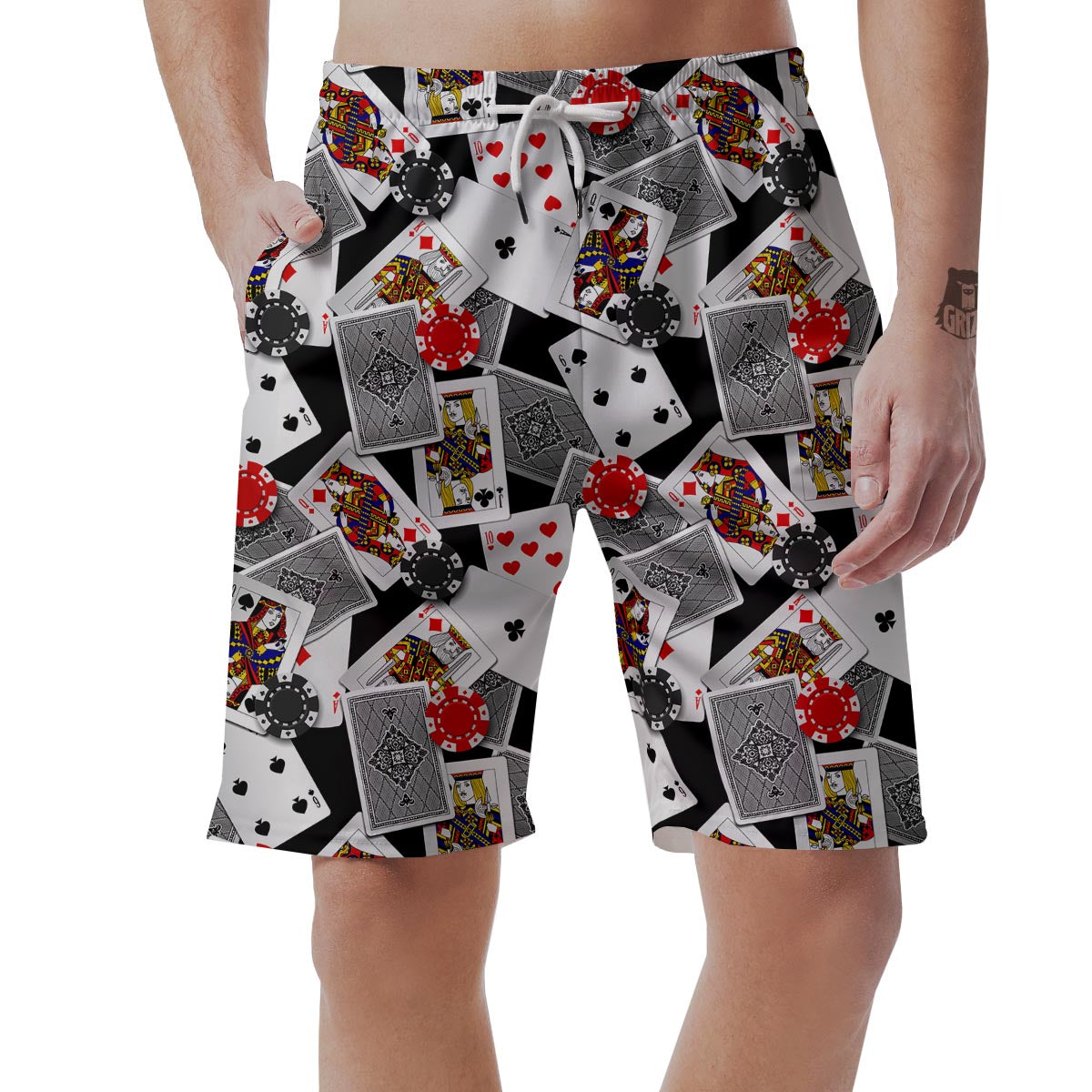 Casino Poker Print Pattern Men's Shorts-grizzshop