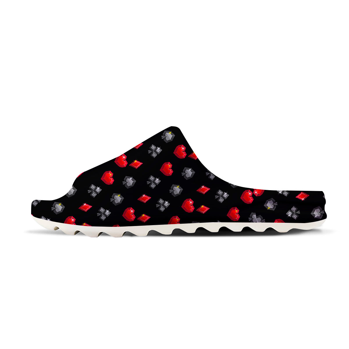 Casino Card Suits Red Black Print Pattern Sandals-grizzshop