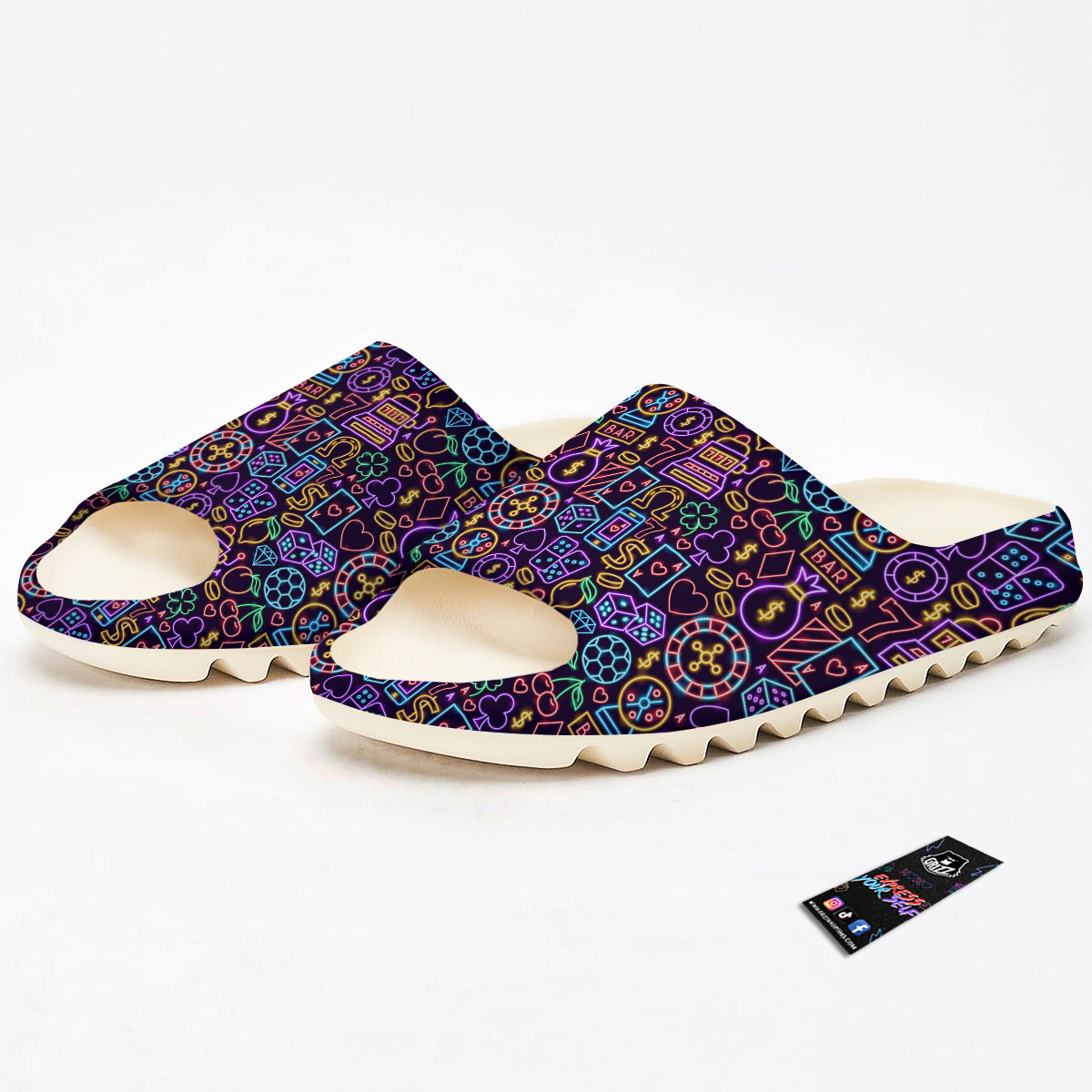 Casino Neon Night Sign Print Pattern Sandals-grizzshop