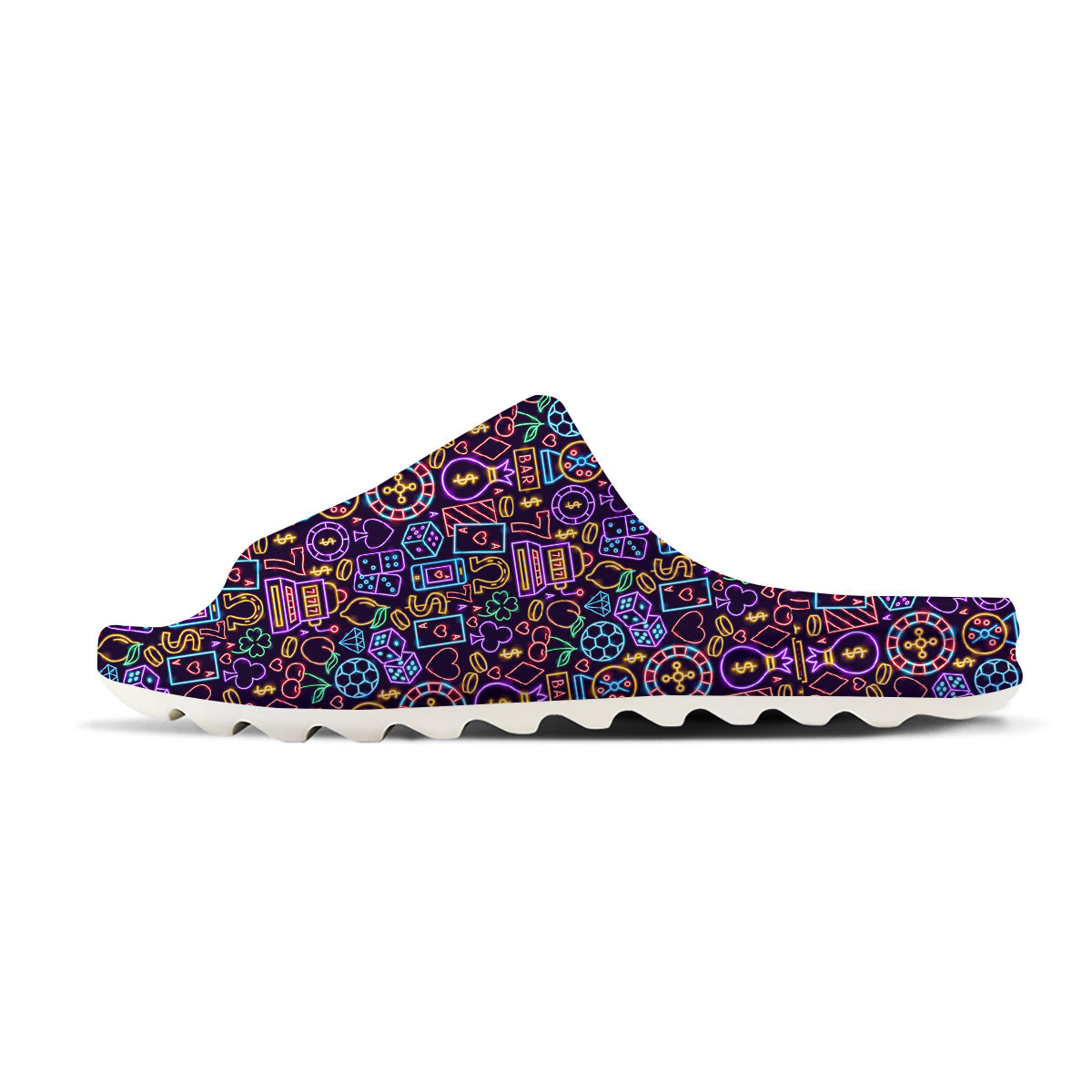 Casino Neon Night Sign Print Pattern Sandals-grizzshop