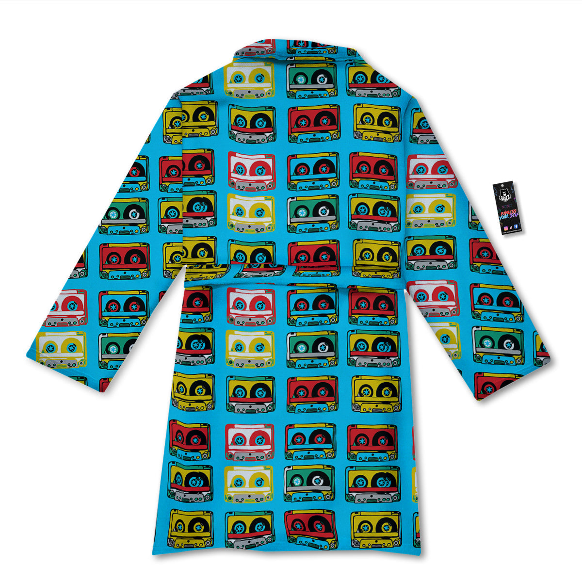 Cassette Colorful Print Pattern Bathrobe-grizzshop