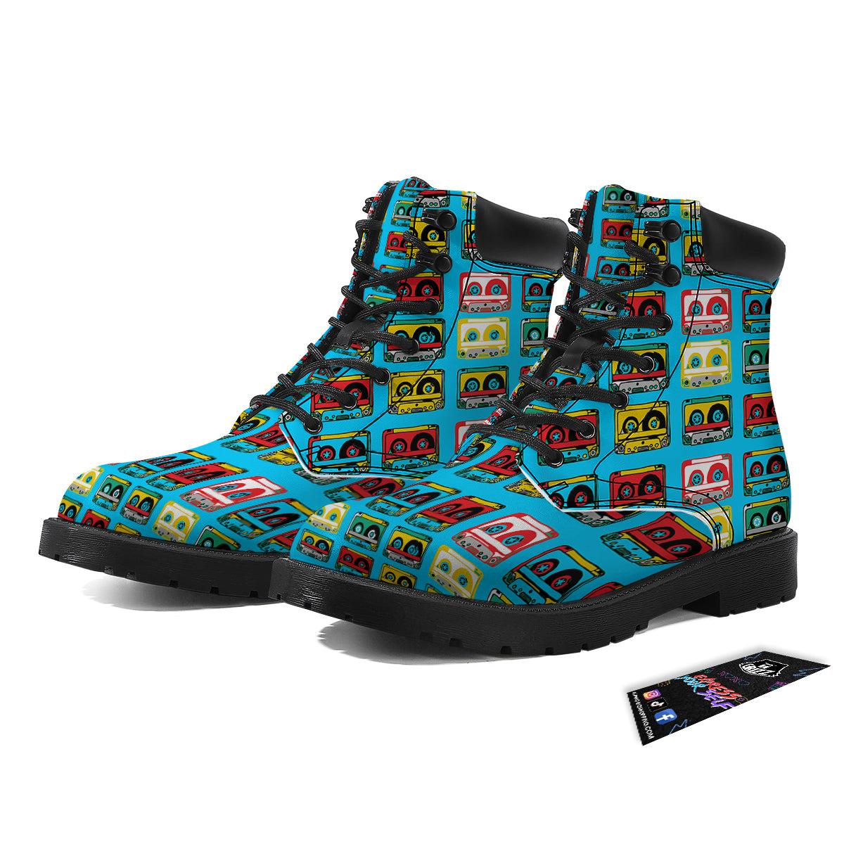 Cassette Colorful Print Pattern Boots-grizzshop