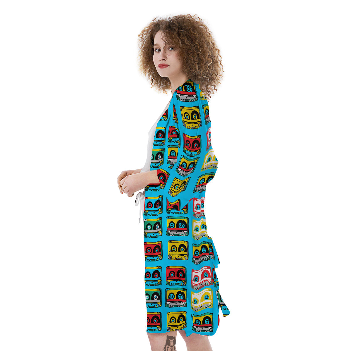 Cassette Colorful Print Pattern Kimono-grizzshop