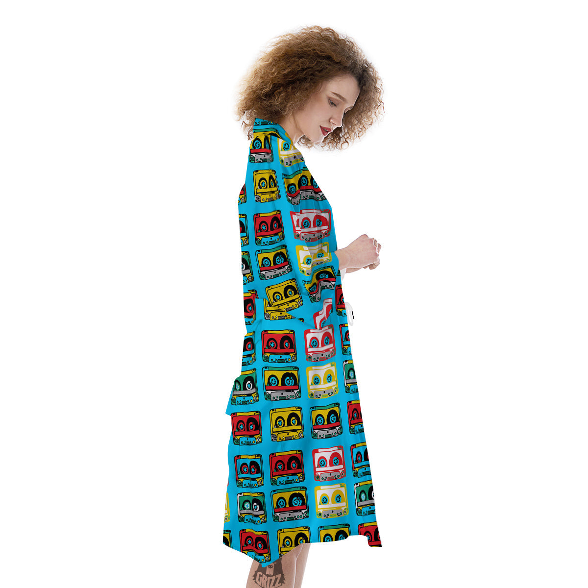 Cassette Colorful Print Pattern Kimono-grizzshop