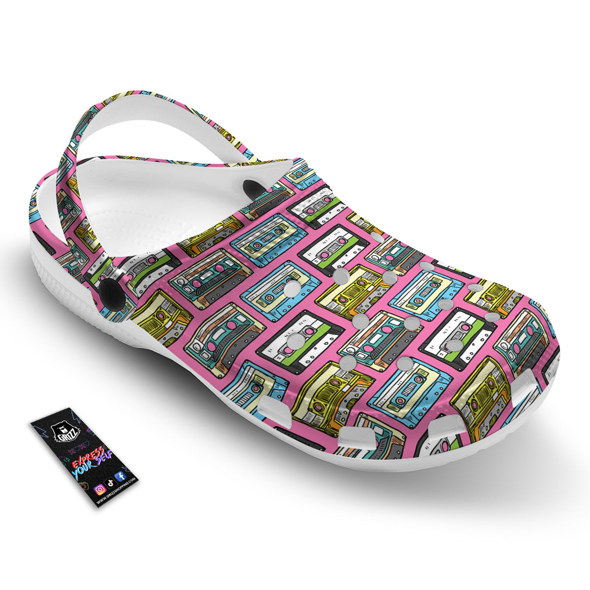 Cassette Drawing Print Pattern Clog-grizzshop