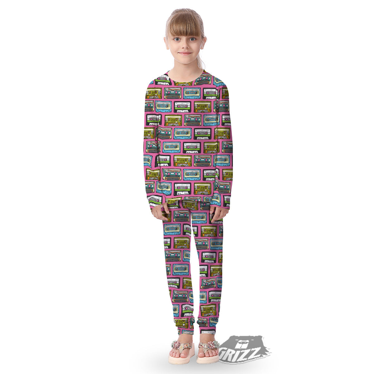 Cassette Drawing Print Pattern Kid's Pajamas-grizzshop