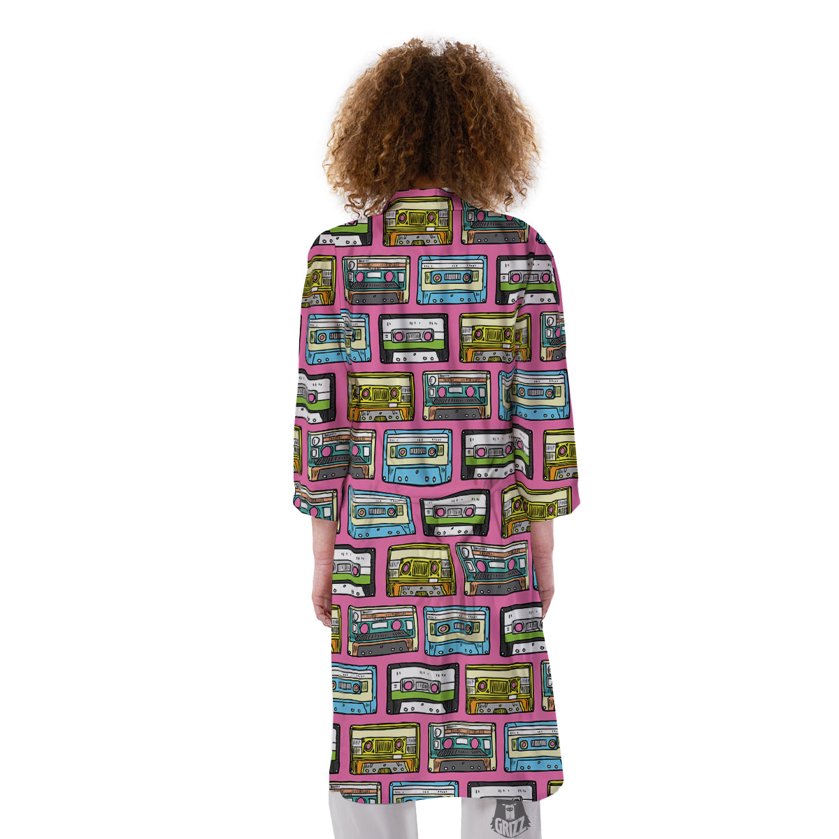 Cassette Drawing Print Pattern Kimono-grizzshop