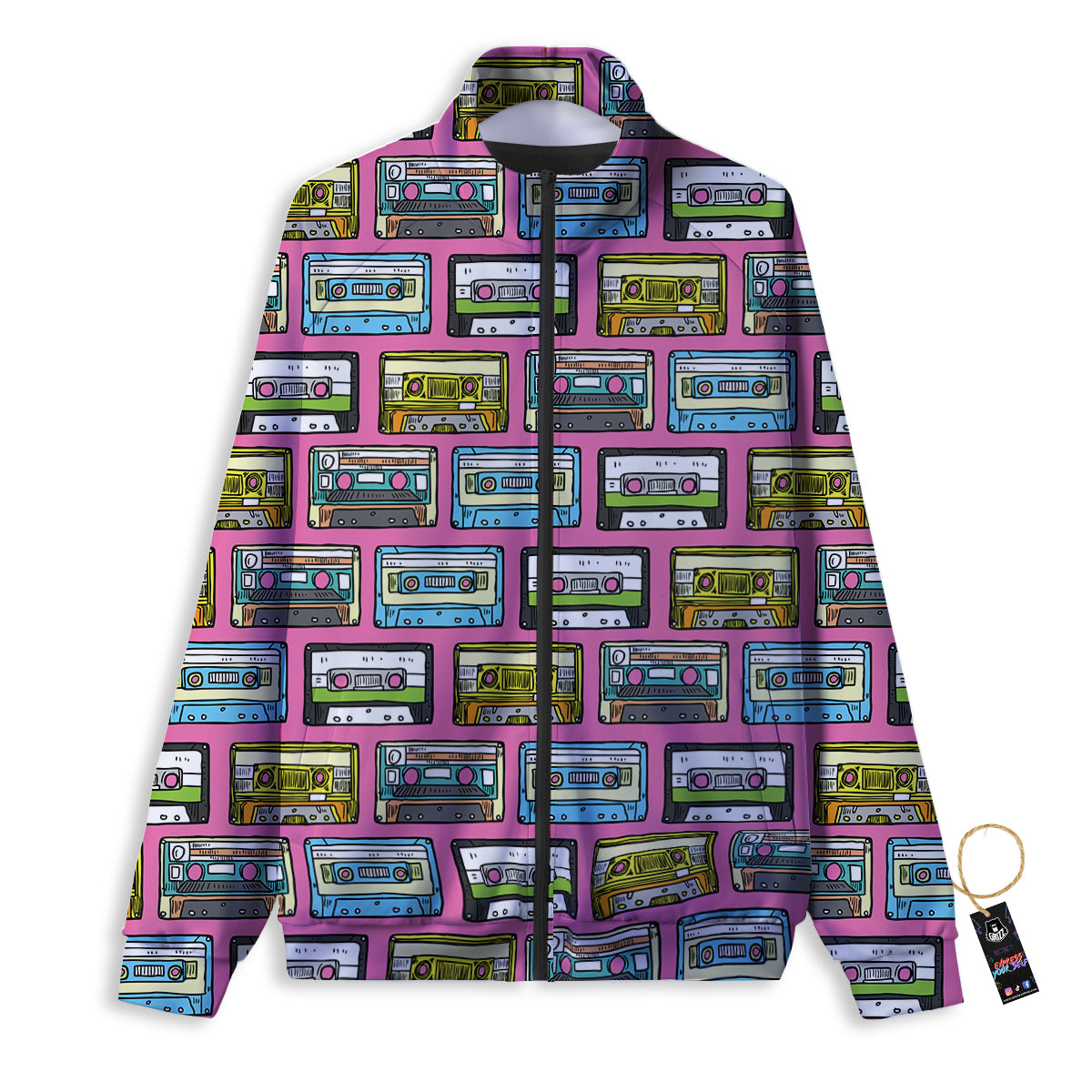 Cassette Drawing Print Pattern Track Jacket-grizzshop