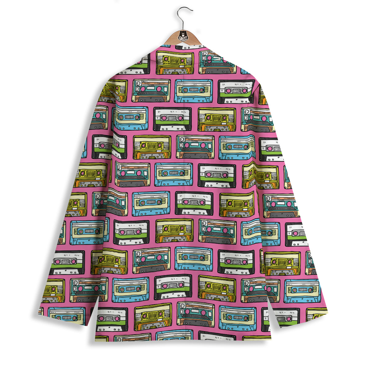 Cassette Drawing Print Pattern Women's Blazer-grizzshop