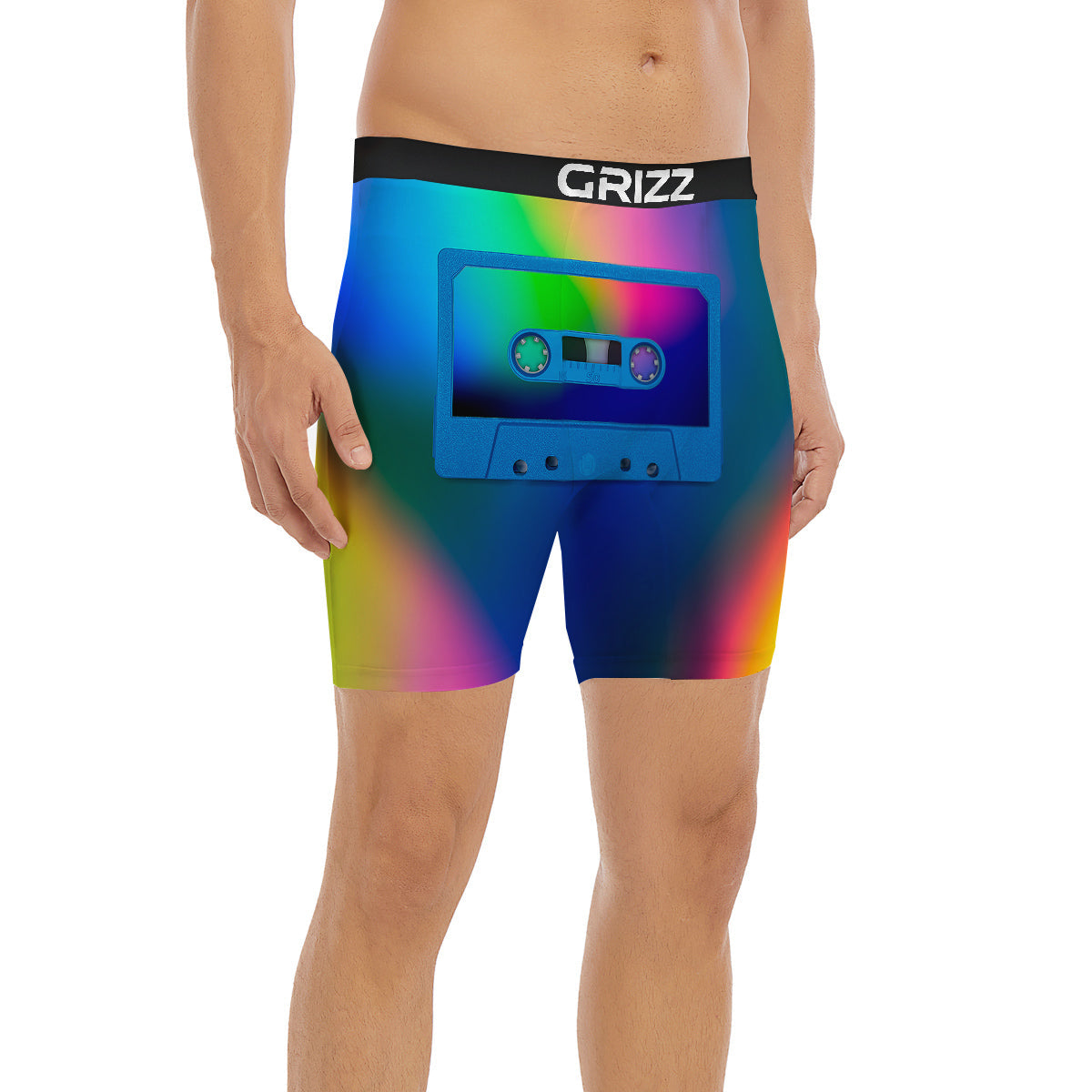 Cassette Tape Colorful Print Boxer Briefs-grizzshop