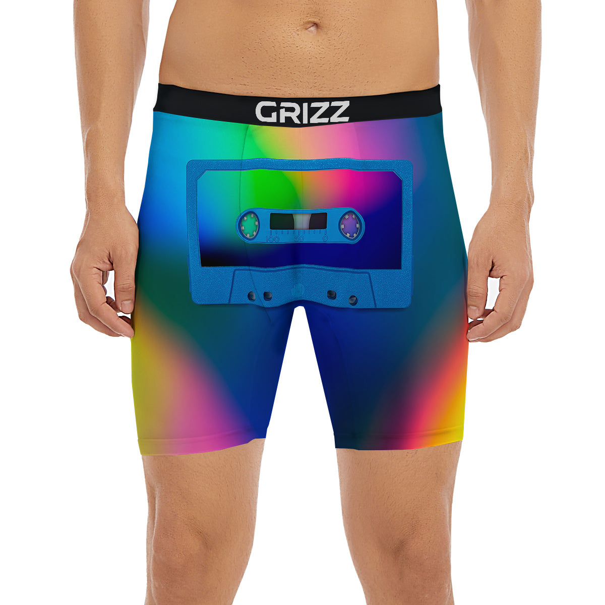 Cassette Tape Colorful Print Boxer Briefs-grizzshop