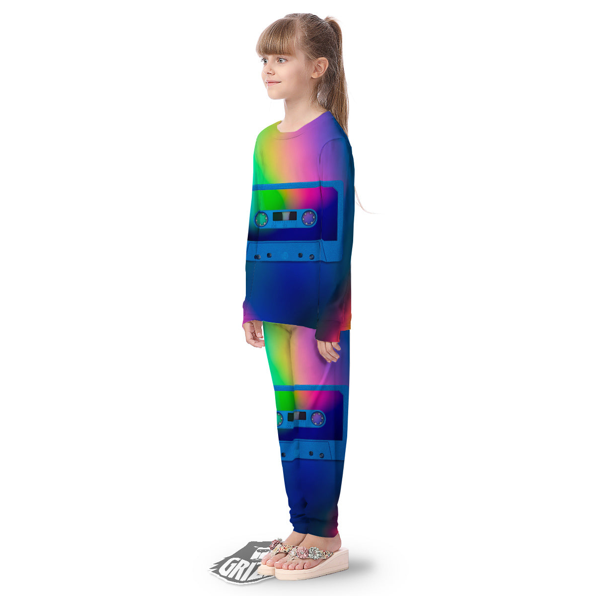 Cassette Tape Colorful Print Kid's Pajamas-grizzshop