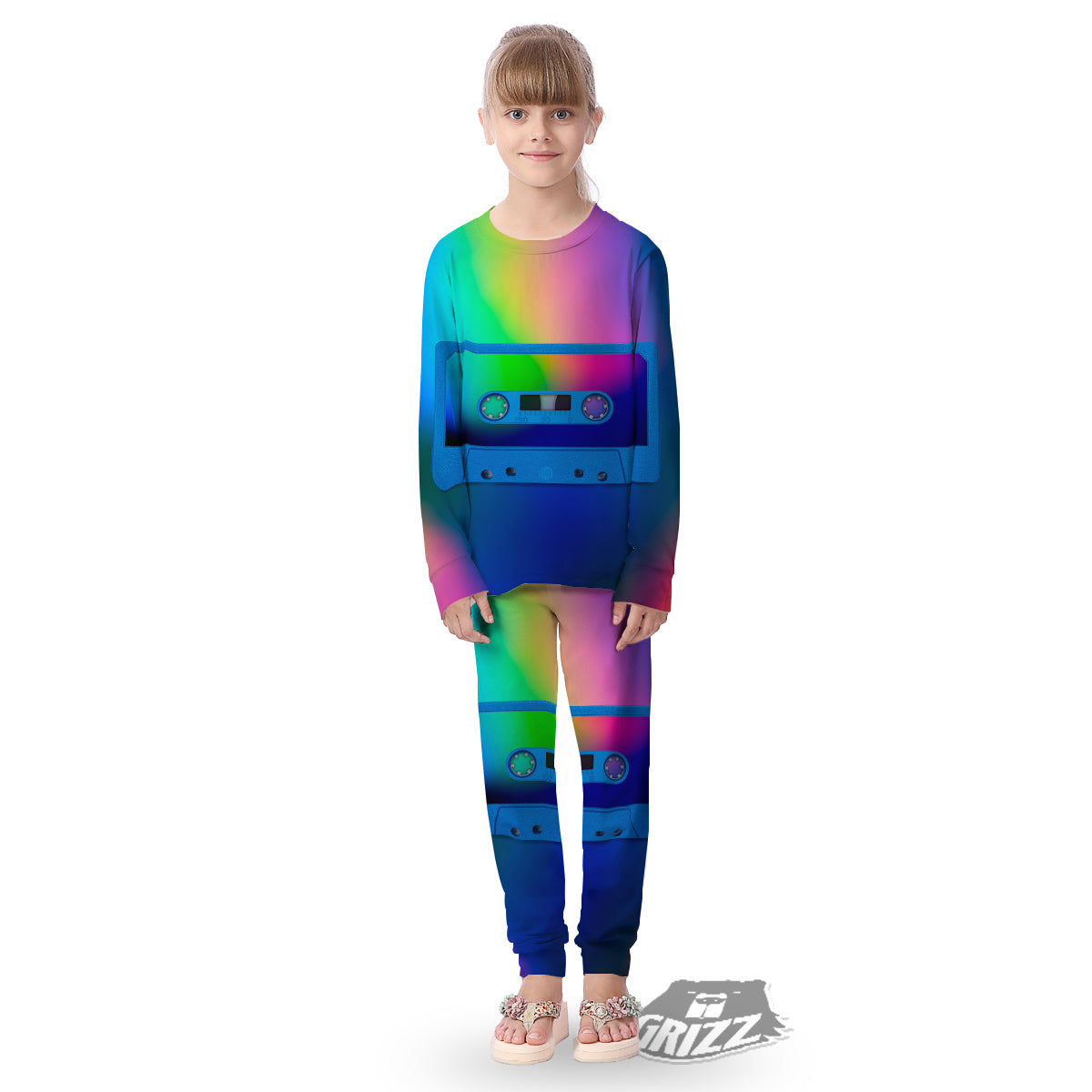 Cassette Tape Colorful Print Kid's Pajamas-grizzshop