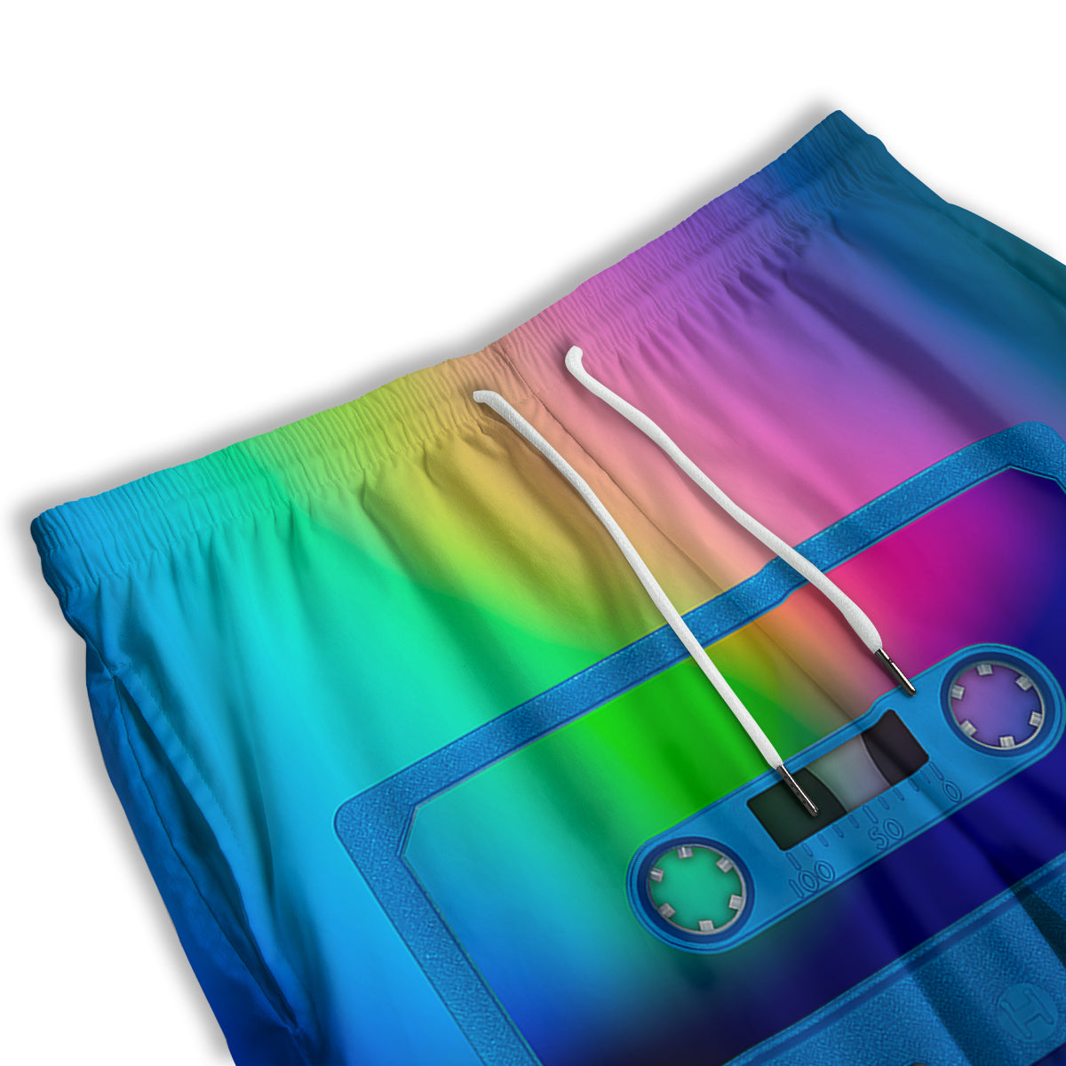 Cassette Tape Colorful Print Men's Athletic Shorts